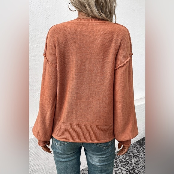 V-Neck Exposed Seam Sweater - Picture 2 of 4